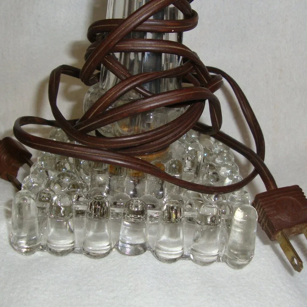 2 Vtg Hobnail Clear Glass Bedroom Boudoir Lamps